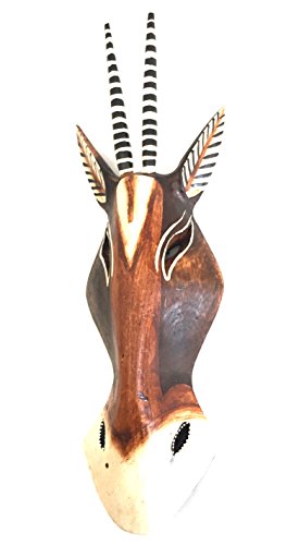 OMA Wood Carved African Giraffe Mask Safari Tribal Tiki Mask Home Decor BRAND - WoodArtSupply