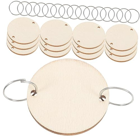 EXCEART 100 pcs Christmas Decor Home Decoration Wood Tags Round Labels Gift tag Wooden Board Tags Birthday Reminder Wooden Circle Discs Unfinished EXCEART