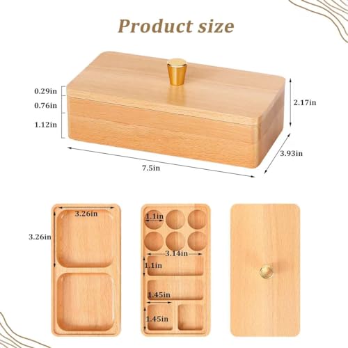 Yhwocd Wooden Stackable Jewelry Box with Lid, Wood Stackable Jewelry Trays, Jewelry Holder Organizer for Earrings, Rings, Necklace, Pendant, Yhwocd