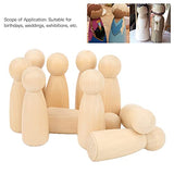 10Pcs Wooden Peg Dolls 75mm / 3.0in Unfinished Doll People Burr‑Free Develop Hands‑On Skills Wooden Decorative Figures for Kids Art and Creative DIY Pssopp