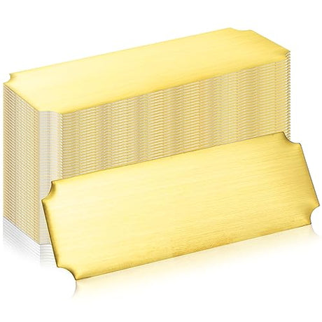 Therwen 60 Pcs Name Plates Laser Engraved Brushed Solid Brass Plate Personalized Plaque Blank Custom Name Tag Frame Name Label with Adhesive Backing Therwen