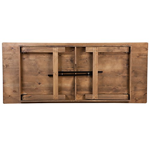 Flash Furniture Hercules Series 8' x 40" Rustic Solid Pine Folding Dining Table, Rectangular Antique Farmhouse Dining and Event Extension Table Flash Furniture