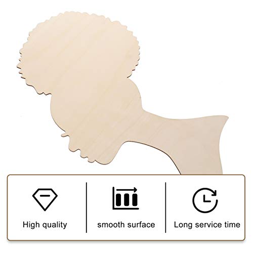 EXCEART Mother's Day Wood Chips Head Cutout Moms Gift Wood Decoration Pendant Unfinished Wood Cutouts Girl Jewelry DIY Wooden Template Girl Gifts EXCEART