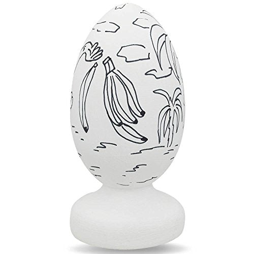 BestPysanky Monkey Eating Bananas Wooden Figurine Unfinished Easter Egg DIY Craft BestPysanky
