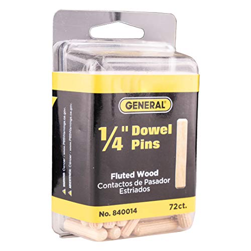 General Tools 840014 1/4-Inch Fluted Wood Dowel Pins, 72-Pack - WoodArtSupply