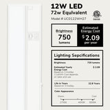LAGOM 22" Direct Wire Dimmable LED Under Cabinet Lights, Selectable 2700K/4000K/5000K, Selectable Brightness, White Finish, UC0122WH27 LAGOM