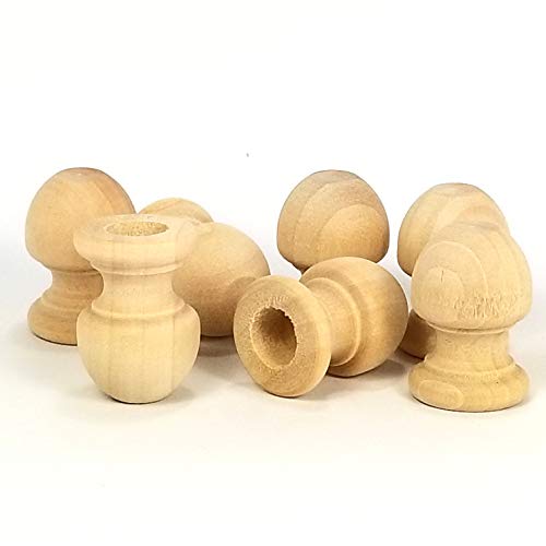 Mylittlewoodshop Package of 6 - Finial Dowel Cap - 1-1/16 Tall by 3/4 inch Wide with 3/8 Hole Unfinished Wood (WW-DC8043) Unique Wood Shapes