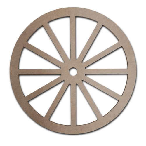 Wooden Wagon Wheel DIY Art & Craft Shape, Western Decor Craft Wagon Wheel, Unfinished Paintable MDF Cutout - WoodArtSupply