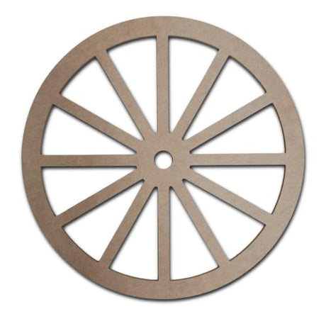 Wooden Wagon Wheel DIY Art & Craft Shape, Western Decor Craft Wagon Wheel, Unfinished Paintable MDF Cutout Build-A-Cross