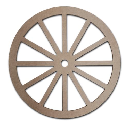 Wooden Wagon Wheel DIY Art & Craft Shape, Western Decor Craft Wagon Wheel, Unfinished Paintable MDF Cutout