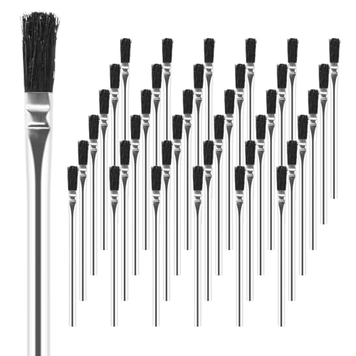 TIYIY Acid Brush, 36 Count 3/8 Inch Acid Flux Brushes with Tin-Plated Handle and Natural Bristle, Disposable Acid Brush for Soldering, Woodworking, TIYIY