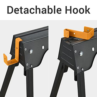 WORKESS Saw Horses 2 Pack, Heavy Duty Folding Portable Saw Horses Table 2200 Lbs Load Capacity with 2x4 Support Legs, Fast Open Legs and Easy Grip - WoodArtSupply