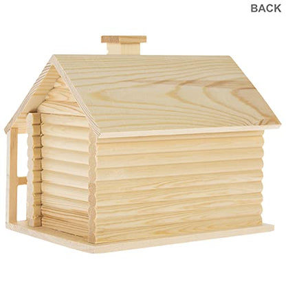 Woodpile Fun! Hobby Lobby DIY Paintable Customizable Log Cabin Unfinished Wood Birdhouse for Kids and Adults - WoodArtSupply