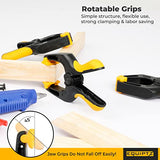 EQUIPTZ 6 inch Spring Clamps Heavy Duty - 4 Pack Large Plastic Clamps for Woodworking, Crafts, Backdrop and Pool Cover with 3 inch Mouth Opening - EQUIPTZ