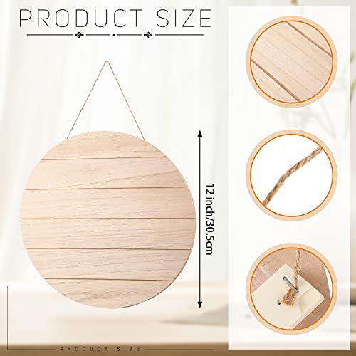 6 Pcs Unfinished Wood Rounds 12 Inch Hanging Wood Circles for Crafts Rustic Wood Sign Blank Wood Plaques for Crafts Wooden Door Hangers for DIY