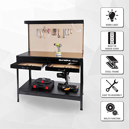 Olympia Tools Multipurpose Workbench with Light, 87-883-917 , Black Olympia Tools