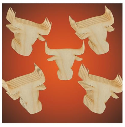 Unfinished Wood Bulls or Toros Cutouts Set of 24 - Shapes for Team Mascot Favors, Western Crafts, and DIY Projects (Size: 4 Inches W)
