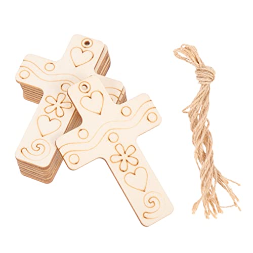 50 Sets Blank Cross Wood Piece Wood Crafts Woody Decorations for Home Cross Wood Slices Wood Cross Ornaments Unfinished Wood Cross Unfinished Wooden SEWACC