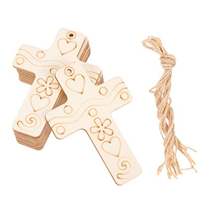 50 Sets Blank Cross Wood Piece Wood Crafts Woody Decorations for Home Cross Wood Slices Wood Cross Ornaments Unfinished Wood Cross Unfinished Wooden - WoodArtSupply