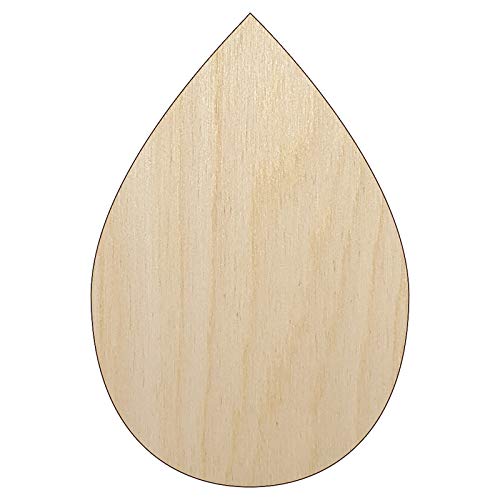 Raindrop Teardrop Water Unfinished Wood Shape Piece Cutout for DIY Craft Projects - 1/4 Inch Thick - 6.25 Inch Size Sniggle Sloth