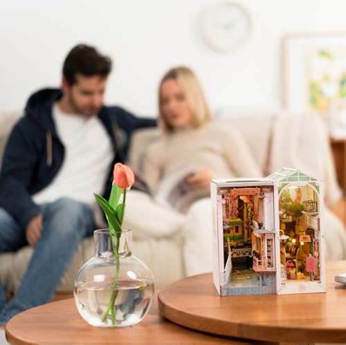 Rolife DIY Book Nook Kit Sakura Densya, DIY Miniature Booknook Kit Creative Decorative Bookend Bookshelf Insert 3D Puzzles for Adults, Rolife