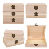 ADXCO 8 Pieces Unfinished Pine Wood Box with Hinged Lid Treasure Boxes with Locking Clasp Treasure Chest Decorate Wooden Boxes for DIY Crafting Gift ADXCO