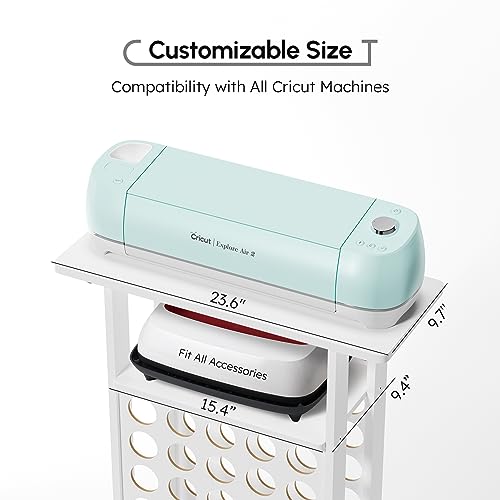 Crafit Organizers and Storage Compatible with Cricut Machines, Rolling Craft Storage Cart with 30 Vinyl Roll Holders, Crafting Table Organization Crafit