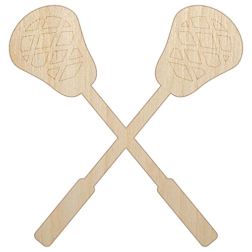 Crossed Lacrosse Sticks Unfinished Wood Shape Piece Cutout for DIY Craft Projects - 1/8 Inch Thick - 4.70 Inch Size Sniggle Sloth