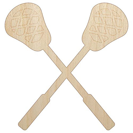 Crossed Lacrosse Sticks Unfinished Wood Shape Piece Cutout for DIY Craft Projects - 1/8 Inch Thick - 4.70 Inch Size Sniggle Sloth