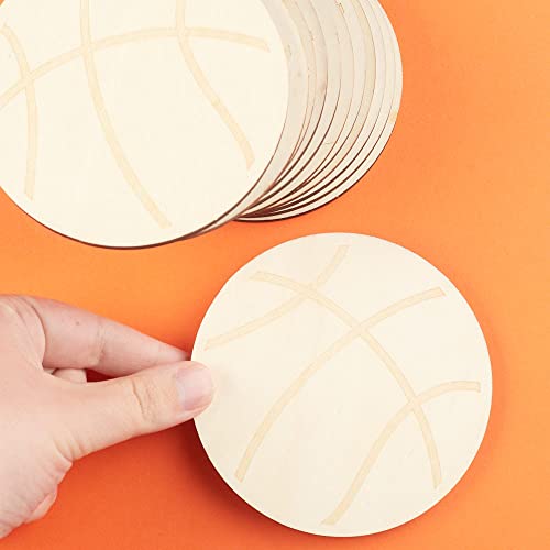 Factory Direct Craft Group of 24 Unfinished Wooden Basketball Cutouts for Sports Themed Decorating and Craft Activities