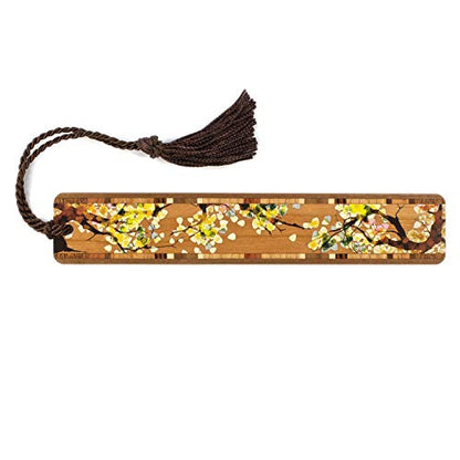 Tree Branch with Leaves Wooden Bookmark with Tassel - Also Available with Personalization - Mitercraft Made in The USA - WoodArtSupply