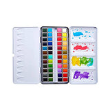 KINGART PRO Artist, Tin Box with Water Brush Watercolor Half-Pans, 48 Vibrant Colors Piece,518-48 KINGART