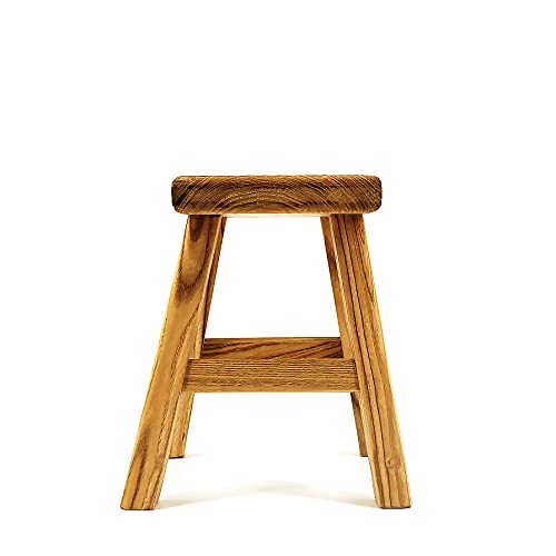 ANQILEE Handmade Solid Wood Stool Milking Stool 10" Height Wooden Step Stool Simple Wooden Viking Stool (12" Long 6" Wide) ANQILEE