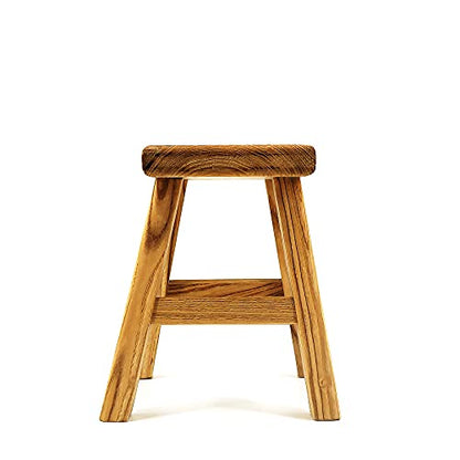 ANQILEE Handmade Solid Wood Stool Milking Stool 10" Height Wooden Step Stool Simple Wooden Viking Stool (12" Long 6" Wide) - WoodArtSupply