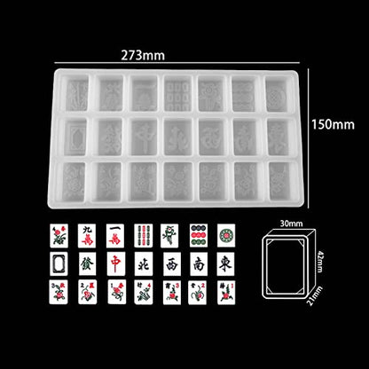 W-LOVE Mahjong Dice Epoxy Resin Casting Mold Resin Silicone Molds for DIY Craft Project Mahjong Game Set, Multicolor