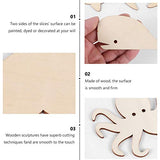 Healifty 24Pcs Marine Animal Wood Chips Unfinished Woods Slices Natural Unfinished Wood Slices Hanging Unfinished Wood DIY Wood Slice Octopus Decor Healifty