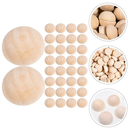 Milisten 200Pcs Half Round Wooden Beads Unfinished Wood Christmas Beads Half Beads Half Craft Balls Wood Half Balls Wooden Half Sphere Wooden Beads - WoodArtSupply