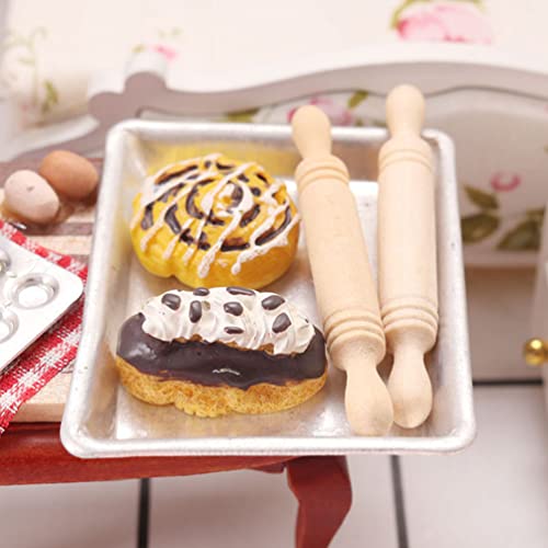 10pcs Wooden Miniature Rolling Pin Doll House Rolling Pole Rolling Pin Models Wood Handle Rolling Pin Mini House Props for Crafts, Doll Houses… Zerodeko