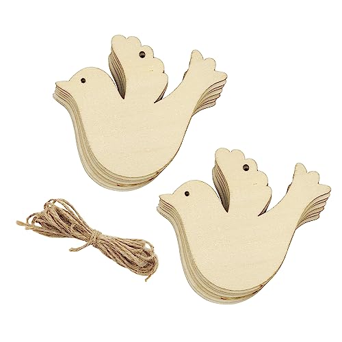 32 Pack Wood Peace Dove Bird Cutouts Unfinished Wooden Peace Dove Bird Hanging Ornaments DIY Peace Dove Bird Craft Gift Tags for Home Party