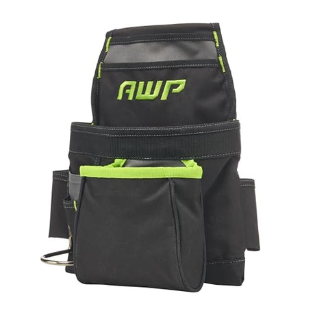 AWP TrapJaw Carpenter Tool Pouch | Tiered 9 Pocket Design with Steel Hammer Loop | Black AWP
