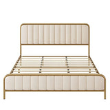 HITHOS Queen Size Upholstered Bed Frame with Button Tufted Headboard and Heavy Duty Metal Base HITHOS