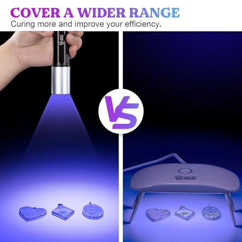 LET'S RESIN UV Light for Resin Curing, Portable Mini 365nm UV Flashlight Black Light, Quick Cure LED Waterproof UV Lamp Rechargeable for Resin Molds, LET'S RESIN