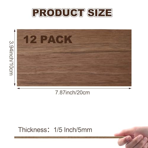 WOPPLXY 12 Pcs 8 x 4 Inch Walnut Plywood, 1/5" Thick Walnut Wood Sheets, Walnut Unfinished Wood for Crafts, Laser Cutting & Engraving, Painting, Wood - WoodArtSupply