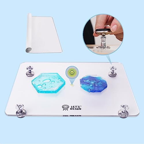 LET'S RESIN Leveling Table for Resin, 16''x 12'' Acrylic Adjustable Resin Leveling Table with Silicone Mat, Multipurpose No Installation Required - WoodArtSupply