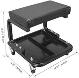 Torin ATR6300B Rolling Creeper Garage/Shop Seat: Padded Mechanic Stool with Tool Tray Storage, Black Large Torin