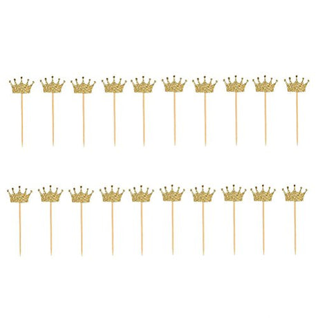 JANOU Gold Glitter Crown Cake Cupcake Topper for Wedding Party Decoration Pack 20pcs JANOU