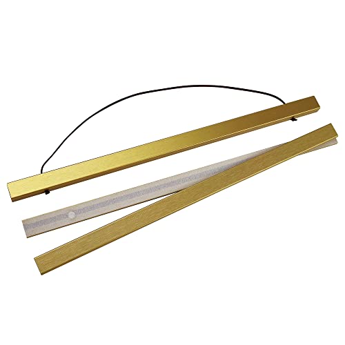 Bluesun 12 inch Magnetic Poster Hanger Frame, 12x16 12x18 12x24 Magnet Canvas Artwork Print Dowel Poster Hangers Frames Hanging Kit(12 inch, Gold) Bluesun