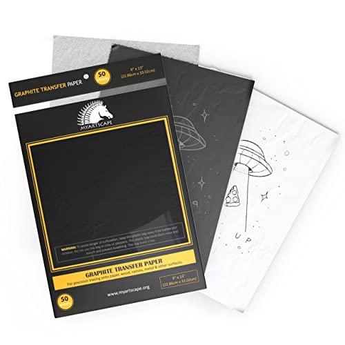 MyArtscape Graphite Transfer Paper - 9" x 13" - 50 Sheets - Waxed Carbon Paper for Tracing (Black) - WoodArtSupply