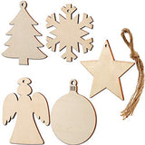 Tatuo 50 Pieces Christmas Wooden Ornaments Wood Snowflake Angel Star Christmas Tree Round Discs Decorations Hanging Embellishments with 50 Pieces Tatuo