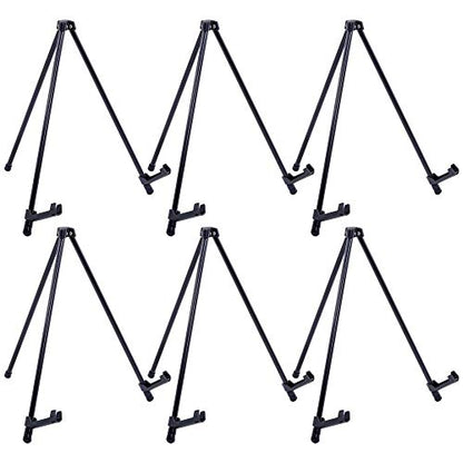 U.S. Art Supply 14" High Exhibitor Black Steel Tabletop Instant Display Easel (Pack of 6 Easels) - Small Portable Tripod Stand, Adjustable Holders - - WoodArtSupply